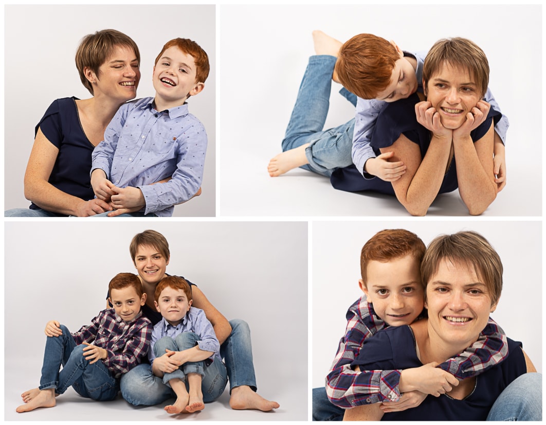 Montage photos séance famille mère et ses deux enfants